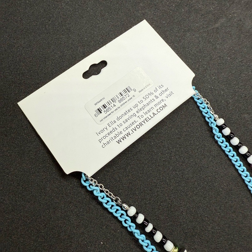 Ivory Ella Layered Beaded Necklace Heart Yin Yang Star Turquoise Blue Purple NEW - Picture 5 of 6
